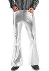 ADULT UNISEX METALLIC DISCO FLARE PANTS (SILVER)